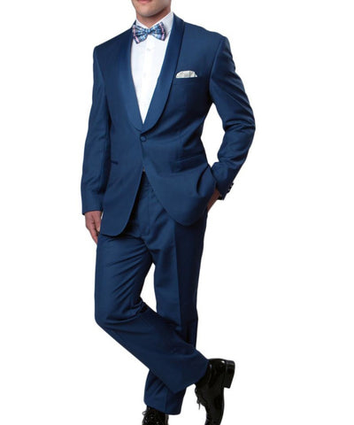 Classic Blue Slim Cut Men's Tuxedo Bryan Michaels Suits - Paul Malone.com