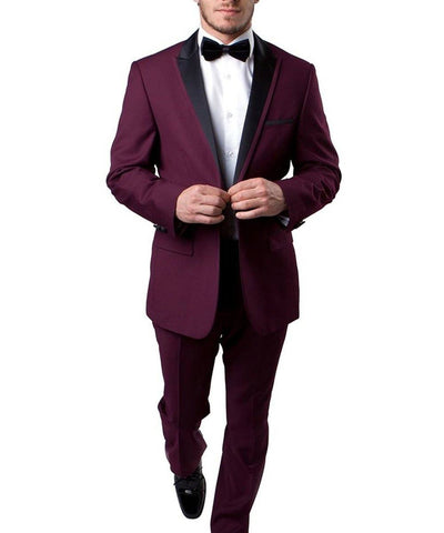 Burgundy Slim Men's Tuxedo Suit Bryan Michaels Suits - Paul Malone.com
