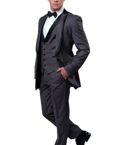 Grey 3 piece Slim Cut Formal Tuxedo Bryan Michaels Suits - Paul Malone.com