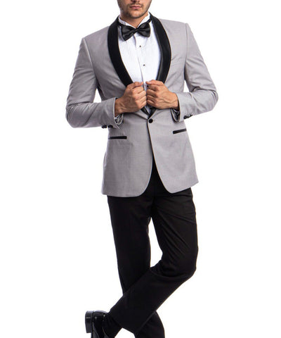 Slim Fit Tuxedo in Grey and Black Azzuro Suits - Paul Malone.com