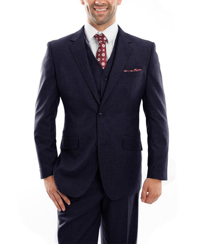 Navy 3-piece Wool Suit with Vest Zegarie Suits - Paul Malone.com