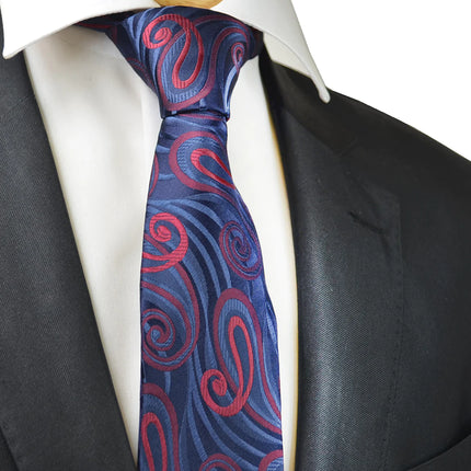 Navy Red Wild Paisley Design Tie Paul Malone Ties - Paul Malone.com
