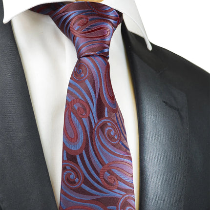 Wine Red Wild Paisley Design Tie Paul Malone Ties - Paul Malone.com