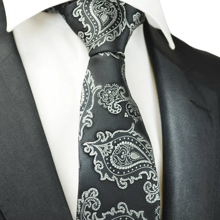 Black Formal Paisley Necktie Paul Malone Ties - Paul Malone.com