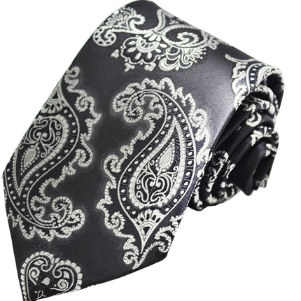 Black Formal Paisley Necktie Paul Malone Ties - Paul Malone.com