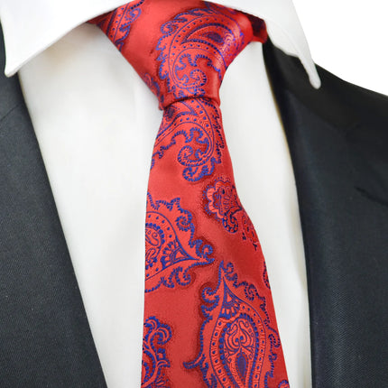 Mars Red Formal Paisley Necktie Paul Malone Ties - Paul Malone.com