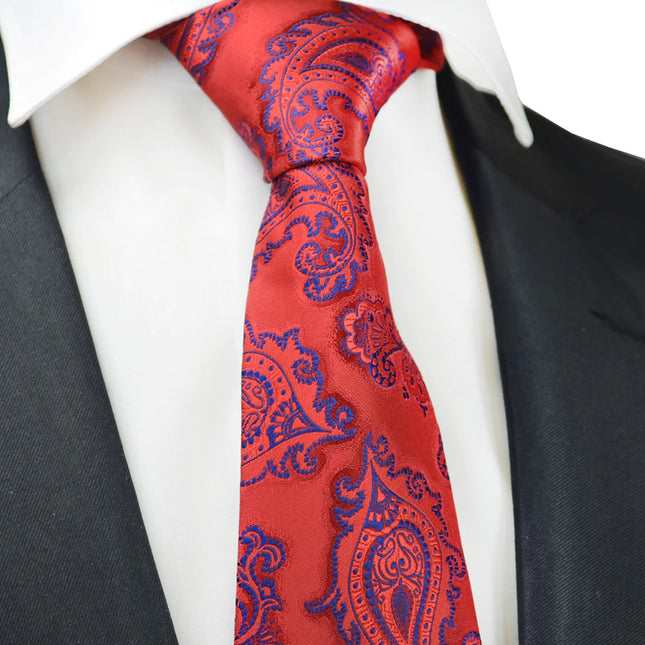 Mars Red Formal Paisley Necktie Paul Malone Ties - Paul Malone.com