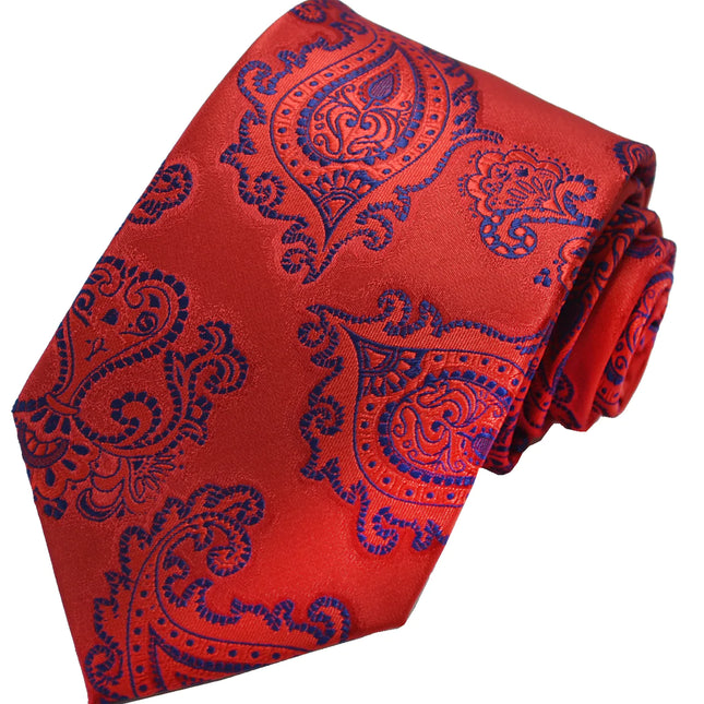 Mars Red Formal Paisley Necktie Paul Malone Ties - Paul Malone.com