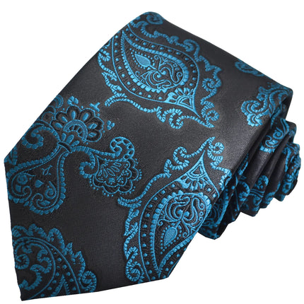 Petrol Blue Formal Paisley Necktie Paul Malone Ties - Paul Malone.com