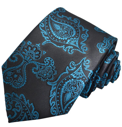 Petrol Blue Formal Paisley Necktie Paul Malone Ties - Paul Malone.com