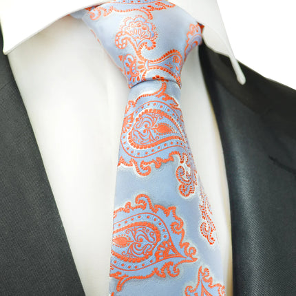 Light Blue Formal Paisley Necktie Paul Malone Ties - Paul Malone.com