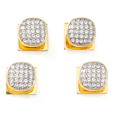 Gold Stainless Steel White Pave Crystal Studs Ox and Bull Trading Co. Studs - Paul Malone.com