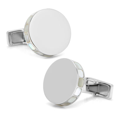 Stainless Steel Mother of Pearl Mosaic Engravable Cufflinks Ox and Bull Trading Co. Cufflinks - Paul Malone.com