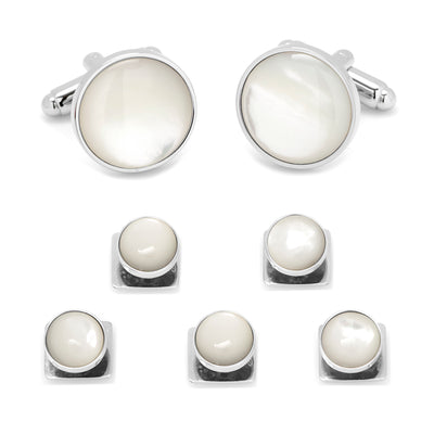 Silver and Mother of Pearl 5-Stud Set Ox and Bull Trading Co. Stud Set - Paul Malone.com