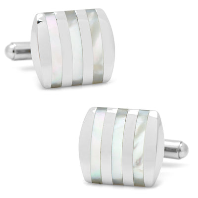 Stainless Steel Striped Mother of Pearl Cufflinks Ox and Bull Trading Co. Cufflinks - Paul Malone.com
