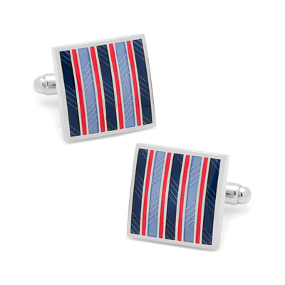 Red and Navy Striped Square Cufflinks Ox and Bull Trading Co. Cufflinks - Paul Malone.com