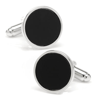 Round Silver Cufflink with Onyx Inlay Ox and Bull Trading Co. Cufflinks - Paul Malone.com