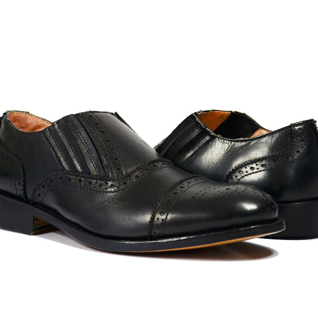 OSCAR Black Wing-Tip Loafers, All Leather by Paul Malone Paul Malone Shoes - Paul Malone.com
