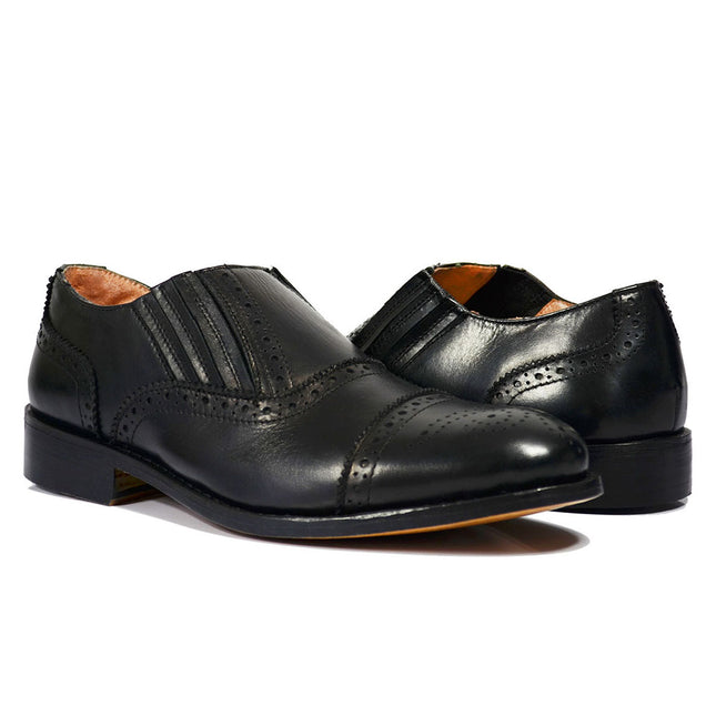 OSCAR Black Wing-Tip Loafers, All Leather by Paul Malone Paul Malone Shoes - Paul Malone.com