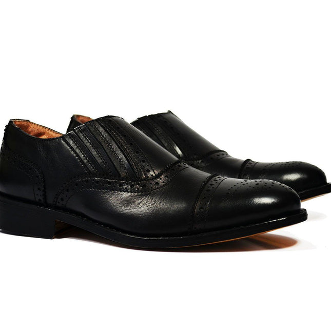 OSCAR Black Wing-Tip Loafers, All Leather by Paul Malone Paul Malone Shoes - Paul Malone.com