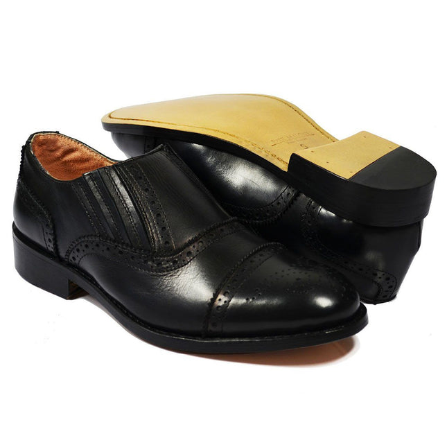 OSCAR Black Wing-Tip Loafers, All Leather by Paul Malone Paul Malone Shoes - Paul Malone.com