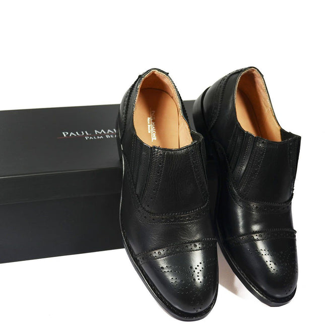 OSCAR Black Wing-Tip Loafers, All Leather by Paul Malone Paul Malone Shoes - Paul Malone.com