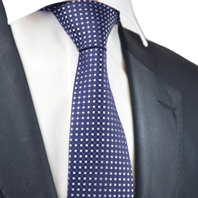 Navy Blue Classic Diamond Patterned Tie Paul Malone Ties - Paul Malone.com