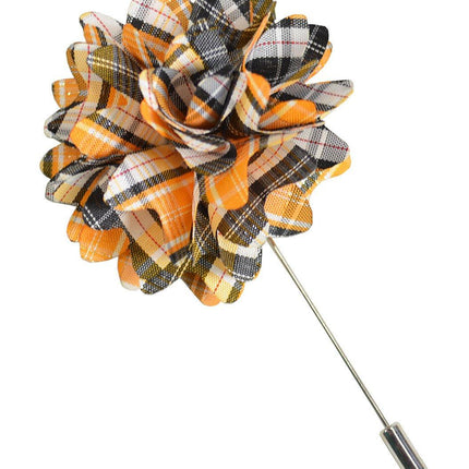 Orange Plaid Lapel Flower Paul Malone Lapel Flower - Paul Malone.com