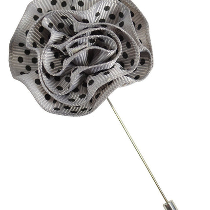 Grey and Black Polka Dot Lapel Flower Paul Malone Lapel Flower - Paul Malone.com