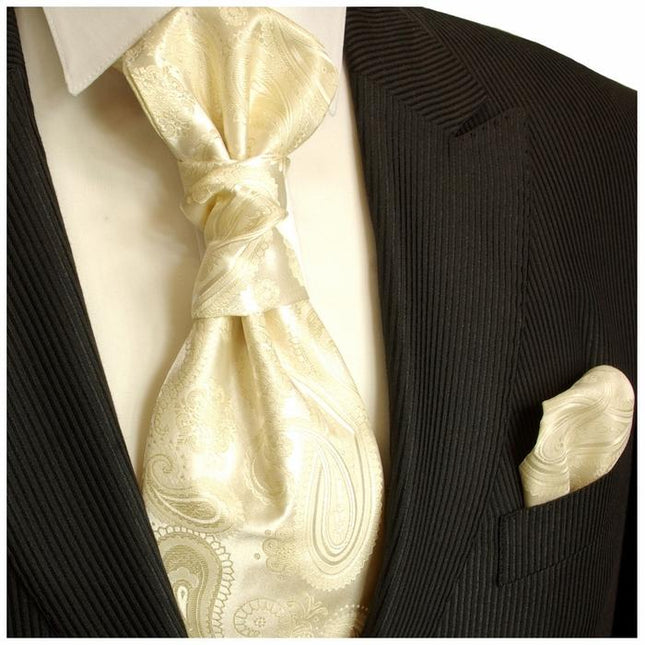 Champagne Cravat and Pocket Square Set Paul Malone Cravat - Paul Malone.com