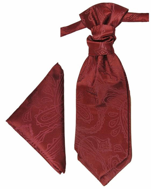 Burgundy Paisley Cravat and Pocket Square Set Paul Malone Cravat - Paul Malone.com