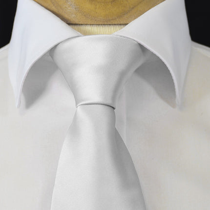 Solid White Necktie and Pocket Square Paul Malone Ties - Paul Malone.com