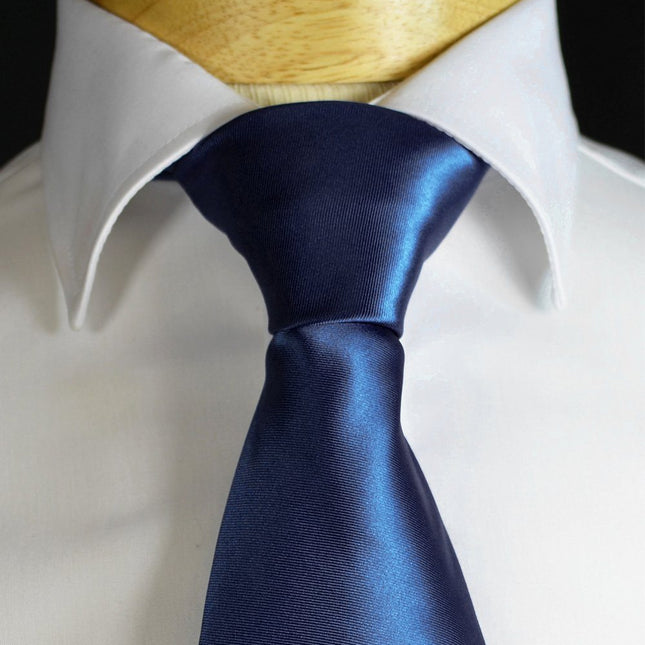 Solid Dark Navy Necktie and Pocket Square Paul Malone Ties - Paul Malone.com