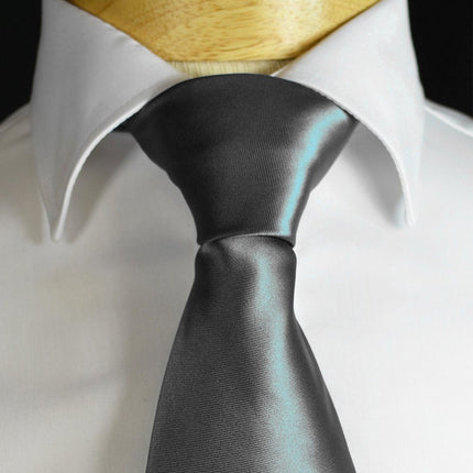 Solid Grey Necktie and Pocket Square Paul Malone Ties - Paul Malone.com