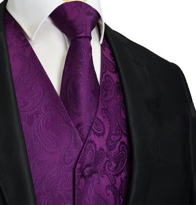 Crown Jewel Purple Paisley Tuxedo Vest Set Paul Malone Vest - Paul Malone.com