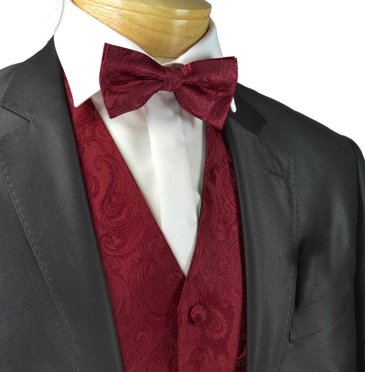 Burgundy Paisley Tuxedo Vest Set | Paul Malone