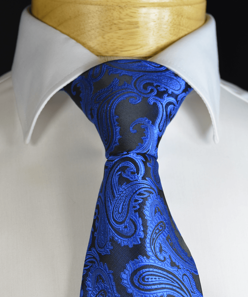 Blue and Black Paisley Necktie and Pocket Square | Paul Malone