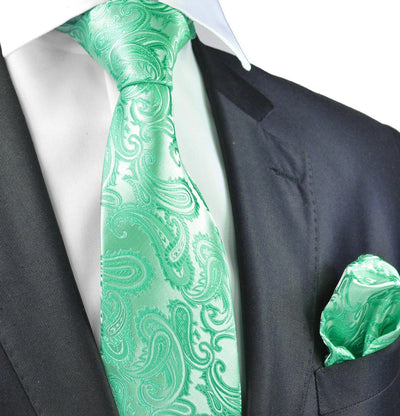Mint Paisley Necktie and Pocket Square Paul Malone Ties - Paul Malone.com