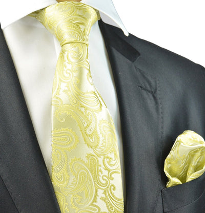 Champagne Paisley Formal Tie and Pocket Square Paul Malone Ties - Paul Malone.com