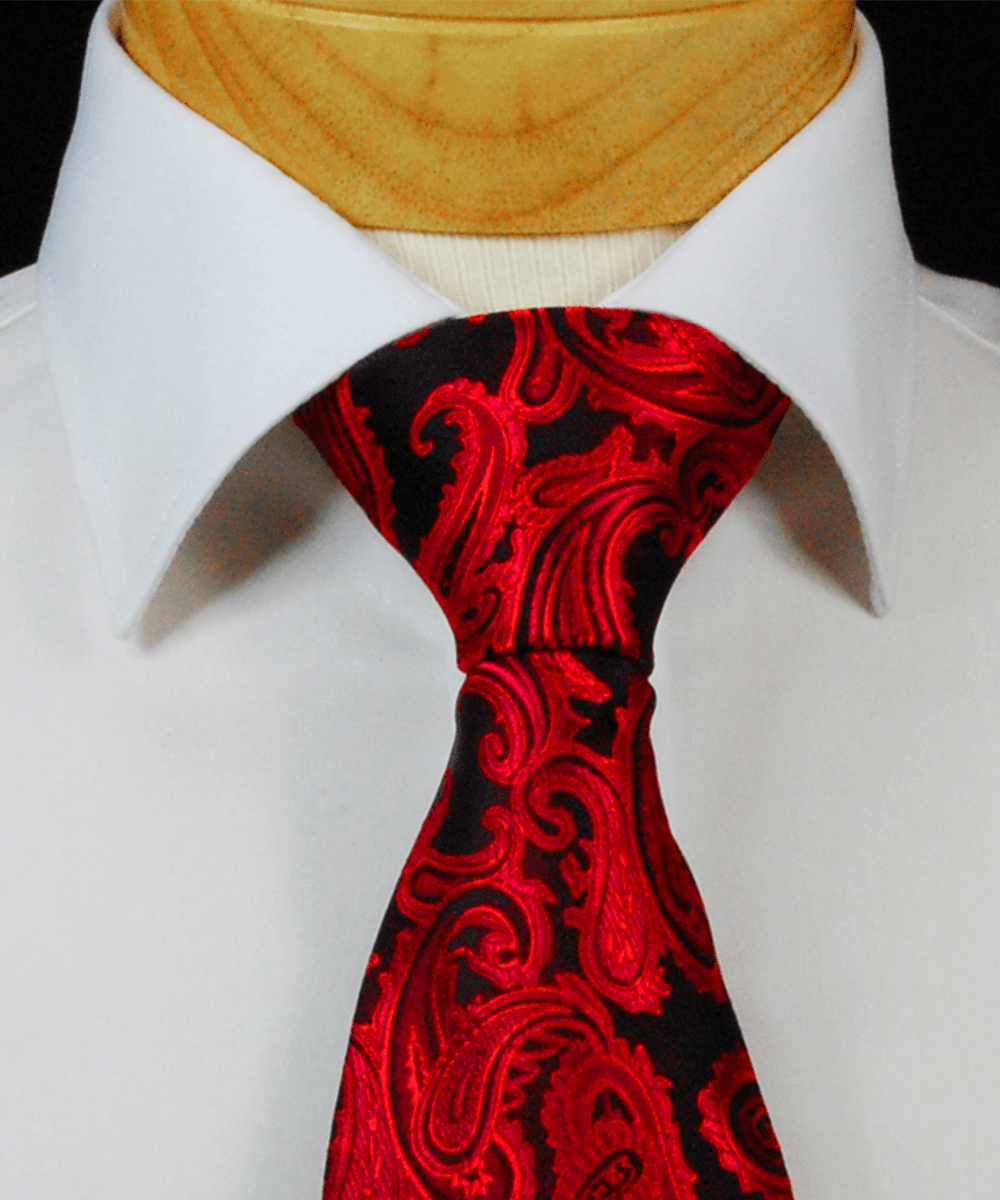 Red and Black Paisley Necktie and Pocket Square | Paul Malone
