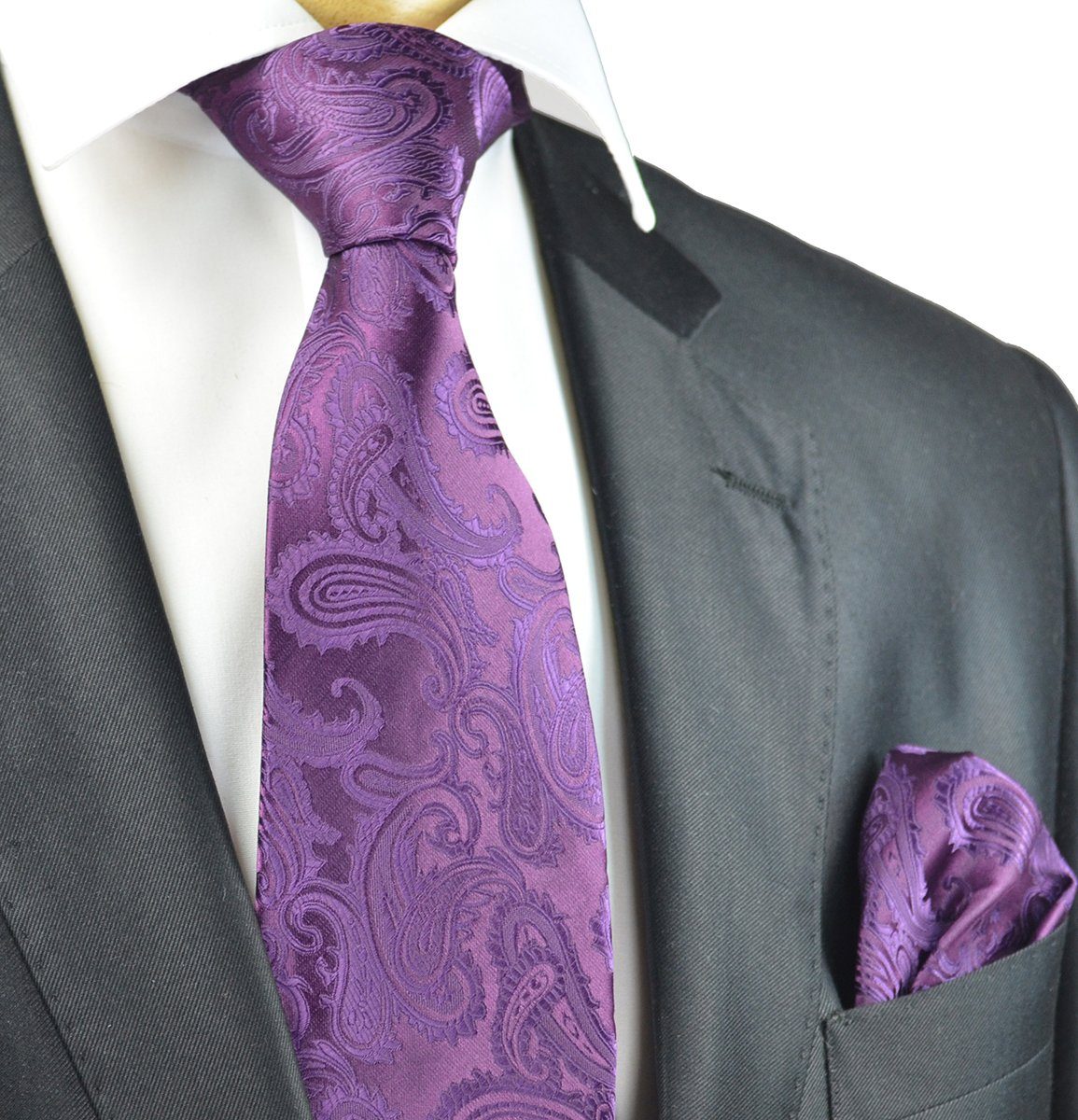 Viola Paisley Necktie and Pocket Square | Paul Malone