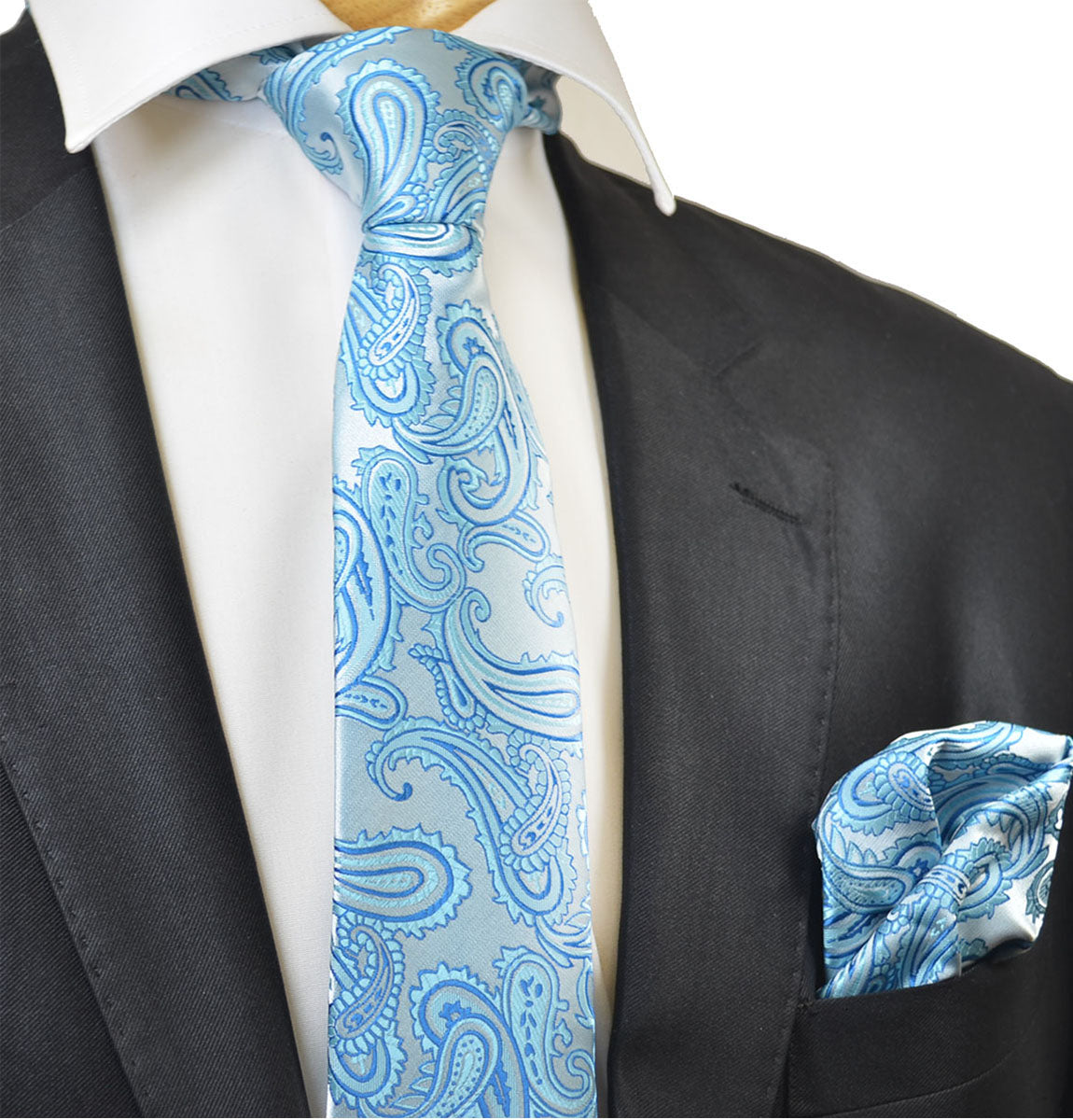 The Sophisticated Blue Silk Necktie, Pocket Square and Cuff-Links Single Necktie / XL (63) / Electric Blue