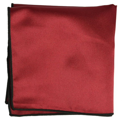 Solid Pocket Square in Burgundy with Black Border Paul Malone  - Paul Malone.com