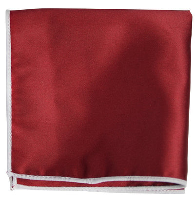 Solid Pocket Square in Dark Red with White Border Paul Malone  - Paul Malone.com