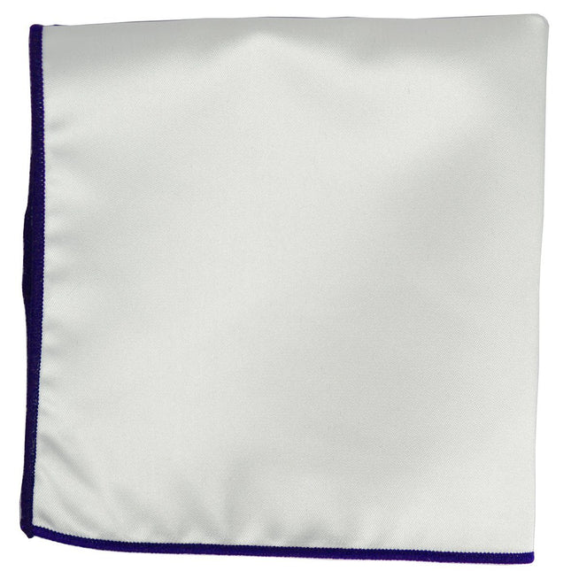 Solid Pocket Square in White with Navy Border Paul Malone Pocket Square - Paul Malone.com