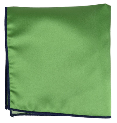Solid Pocket Square in Green with Navy Border Paul Malone  - Paul Malone.com