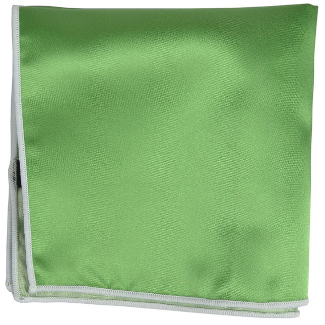 Solid Pocket Square in Green with White Border Paul Malone  - Paul Malone.com