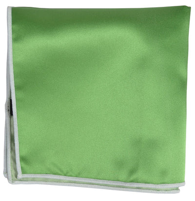 Solid Pocket Square in Green with White Border Paul Malone  - Paul Malone.com