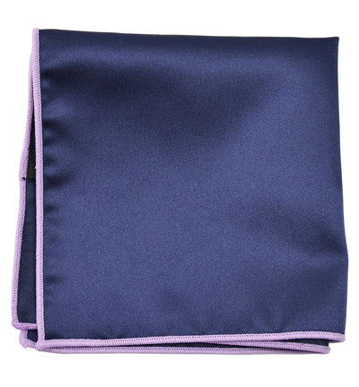 Solid Pocket Square in Navy with Purple Border Paul Malone  - Paul Malone.com