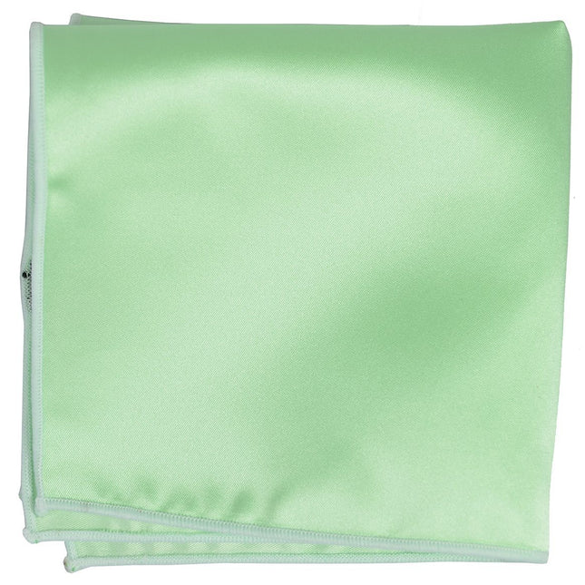 Solid Pocket Square in Mint with White Border Paul Malone  - Paul Malone.com